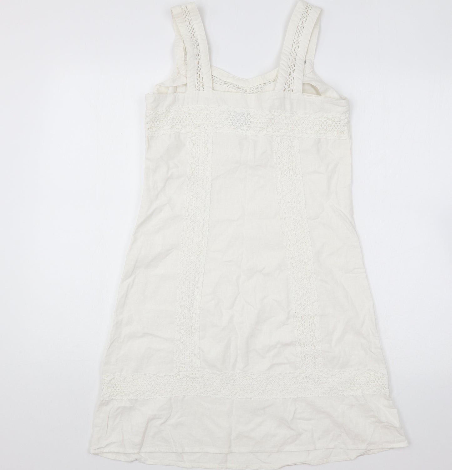 NEXT Womens White Cotton Shift Size 8 Scoop Neck Pullover