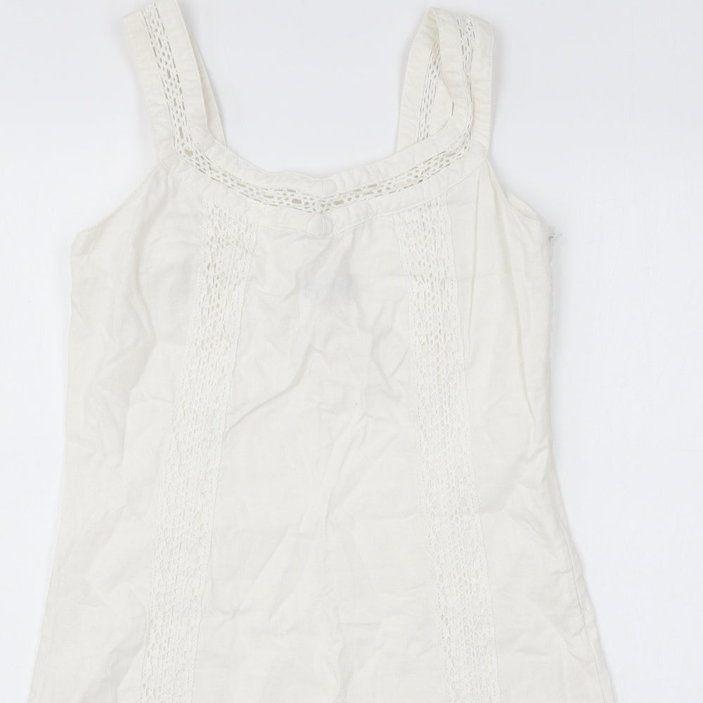 NEXT Womens White Cotton Shift Size 8 Scoop Neck Pullover