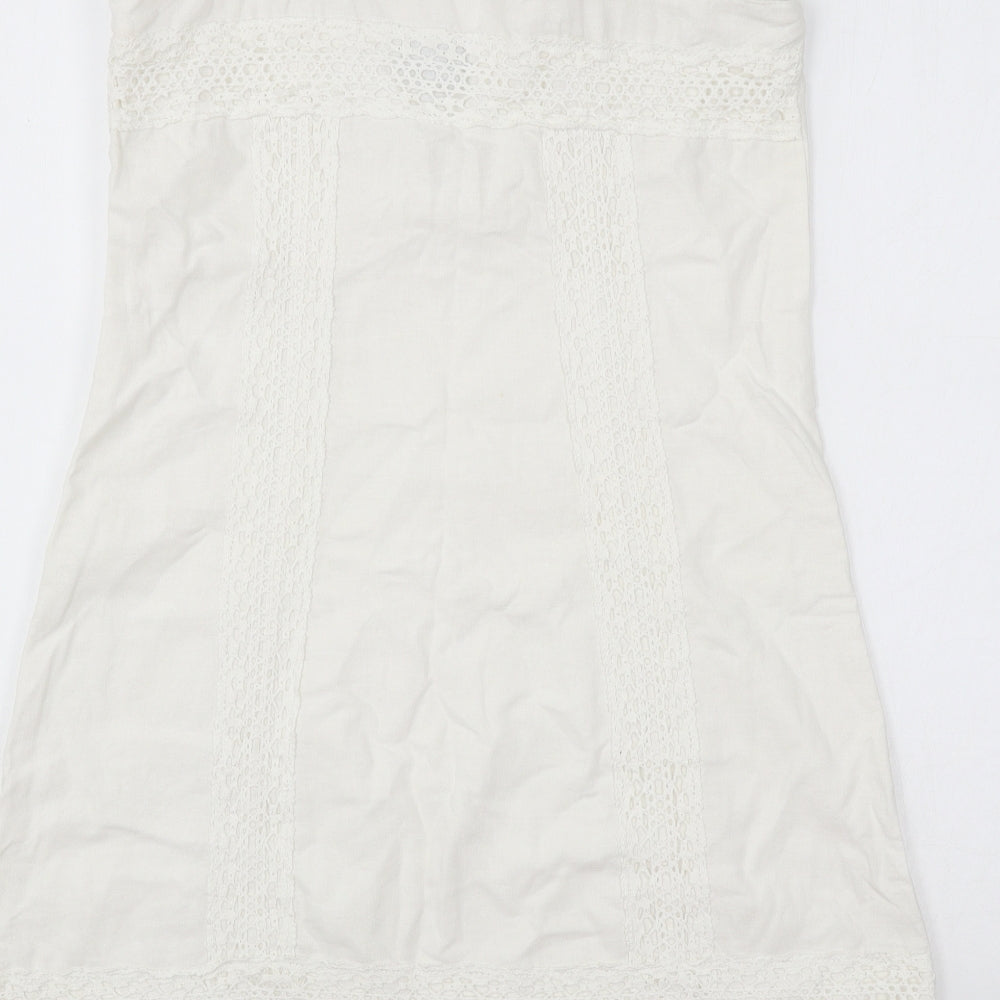 NEXT Womens White Cotton Shift Size 8 Scoop Neck Pullover