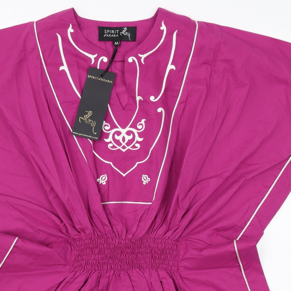 Spirit Of Arabia Womens Purple Cotton Tunic Blouse Size M Round Neck