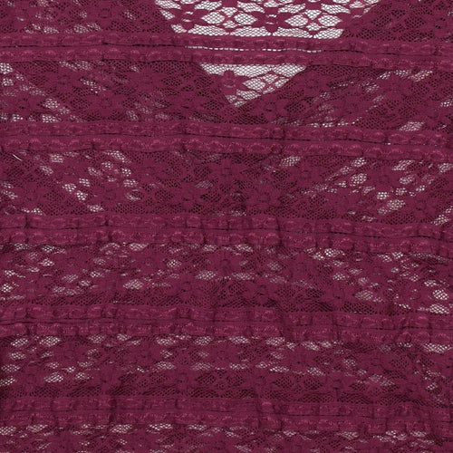 Preworn Womens Purple Polyester Basic Blouse Size 14 V-Neck