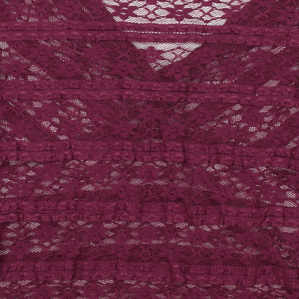 Preworn Womens Purple Polyester Basic Blouse Size 14 V-Neck