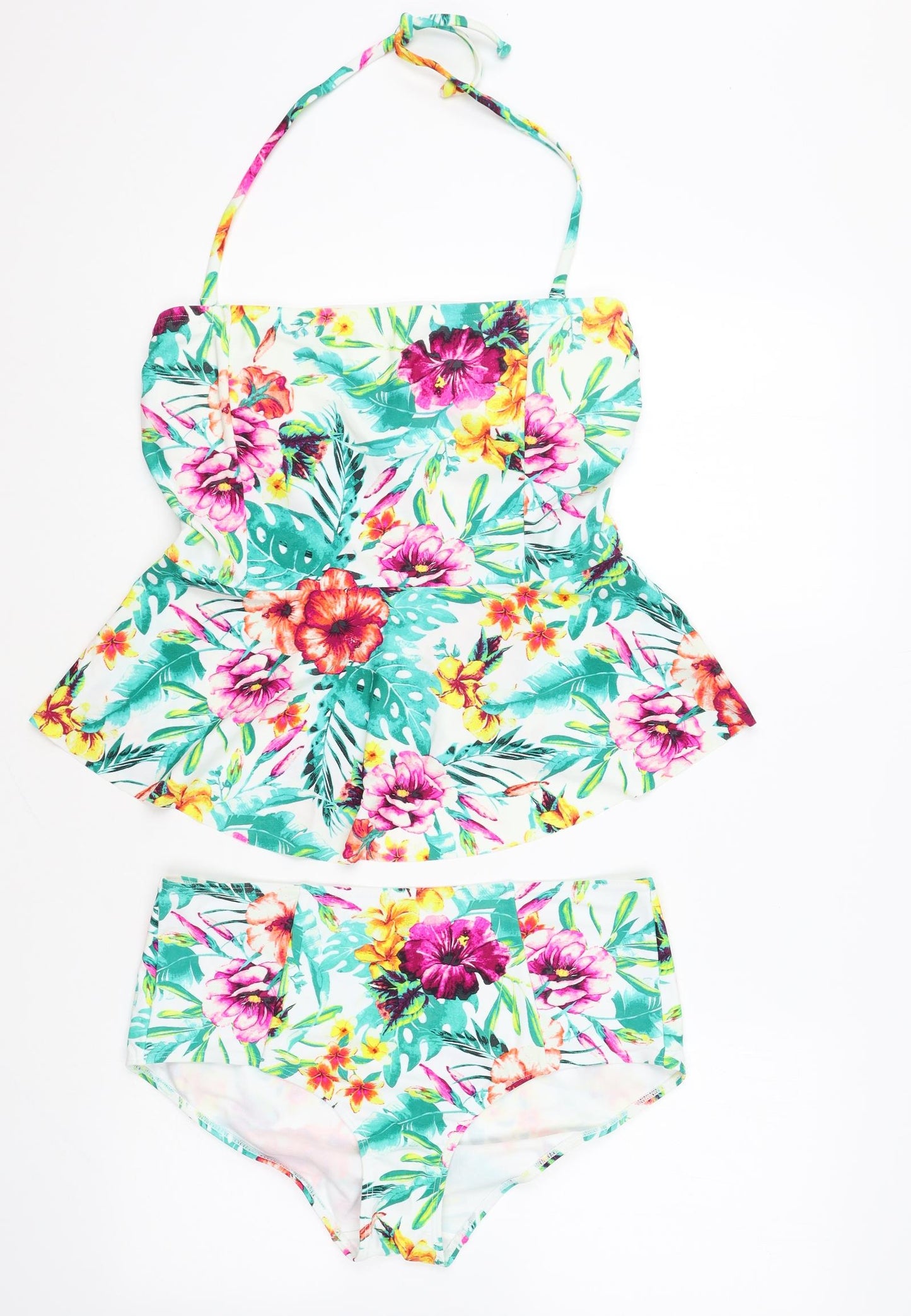 TU Womens White Floral Polyester Bikini Size 14