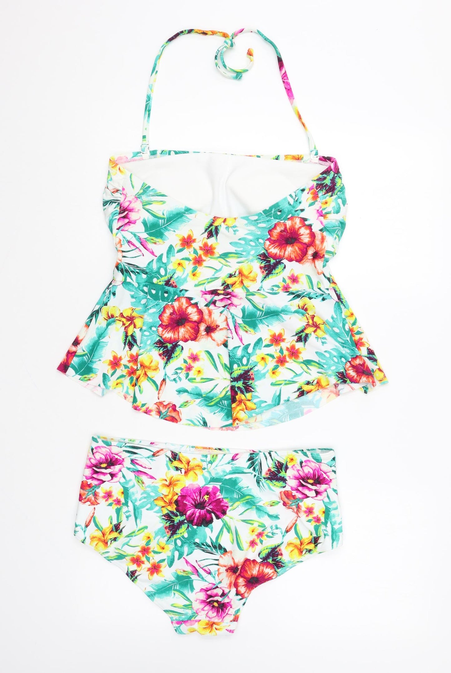 TU Womens White Floral Polyester Bikini Size 14
