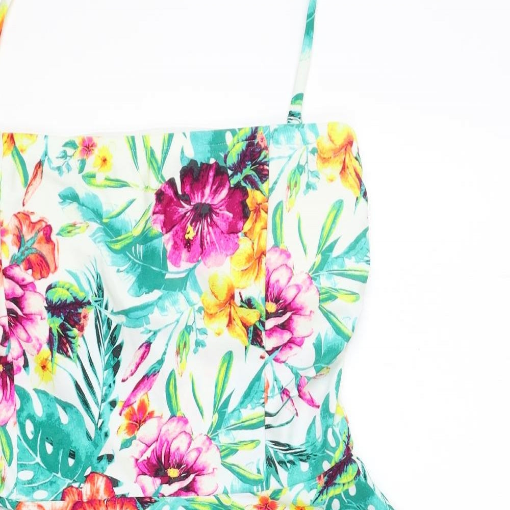 TU Womens White Floral Polyester Bikini Size 14