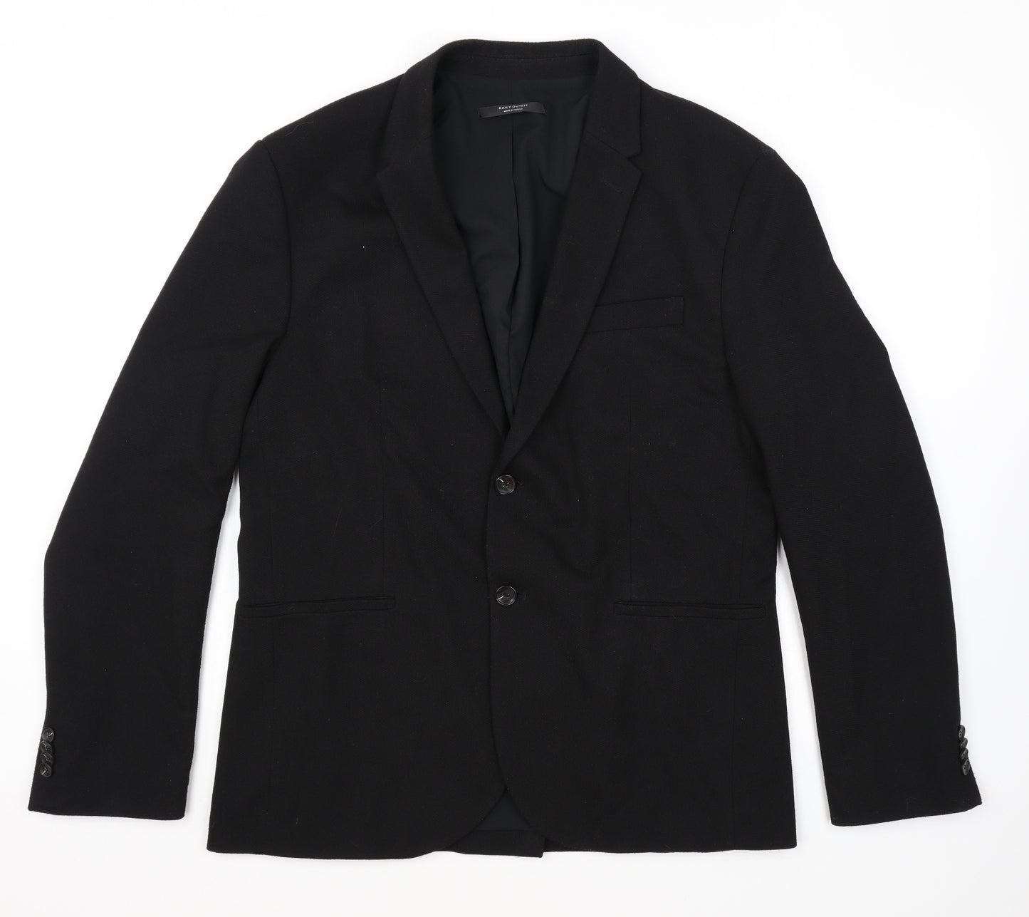 Zara Womens Black Cotton Jacket Blazer Size XL