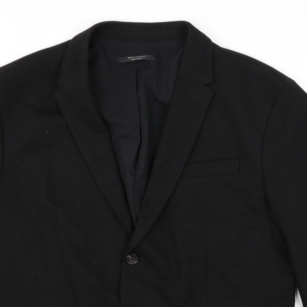 Zara Womens Black Cotton Jacket Blazer Size XL