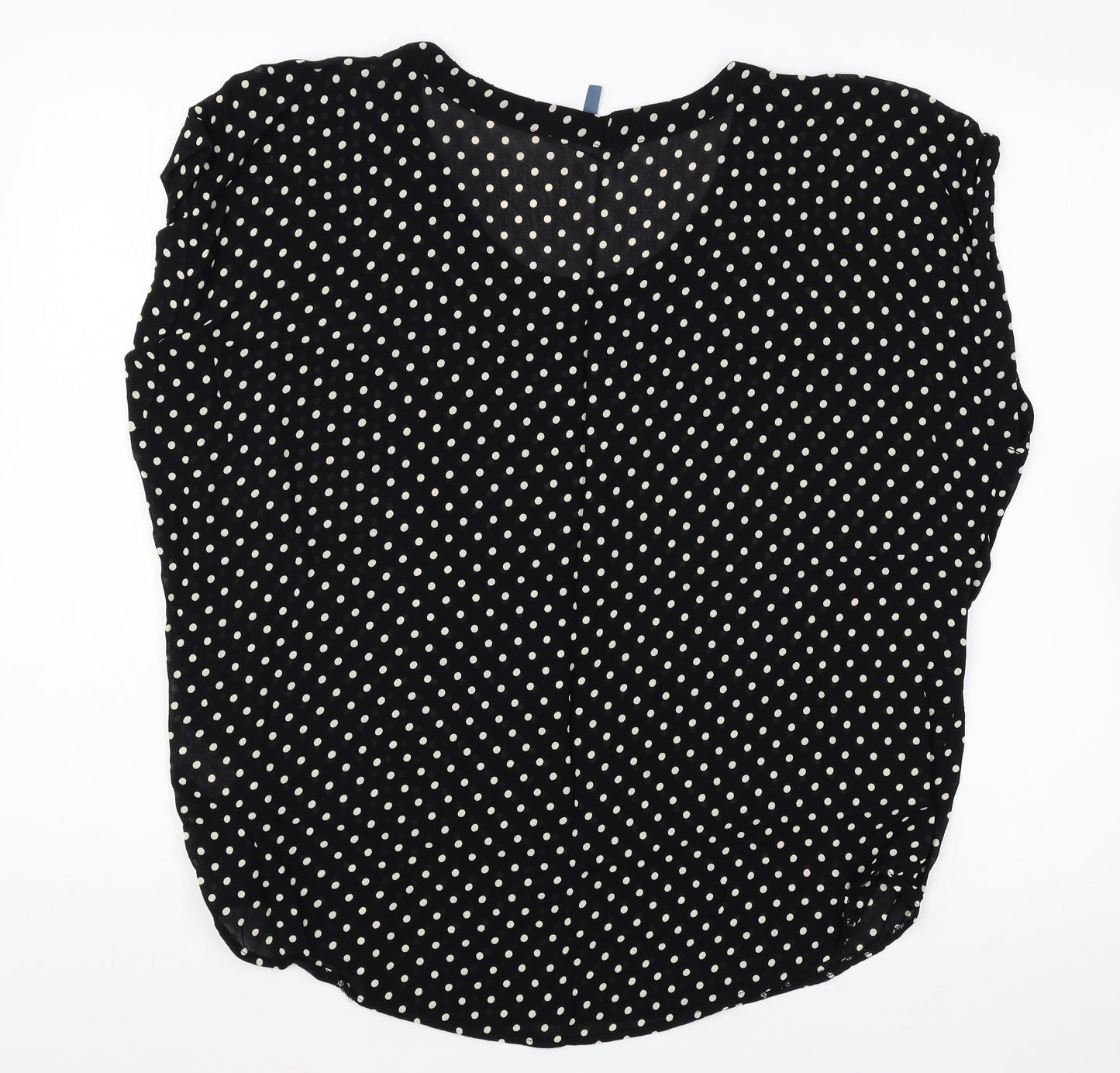 Peacocks Womens Black Polka Dot Polyester Basic Blouse Size 16 Round Neck