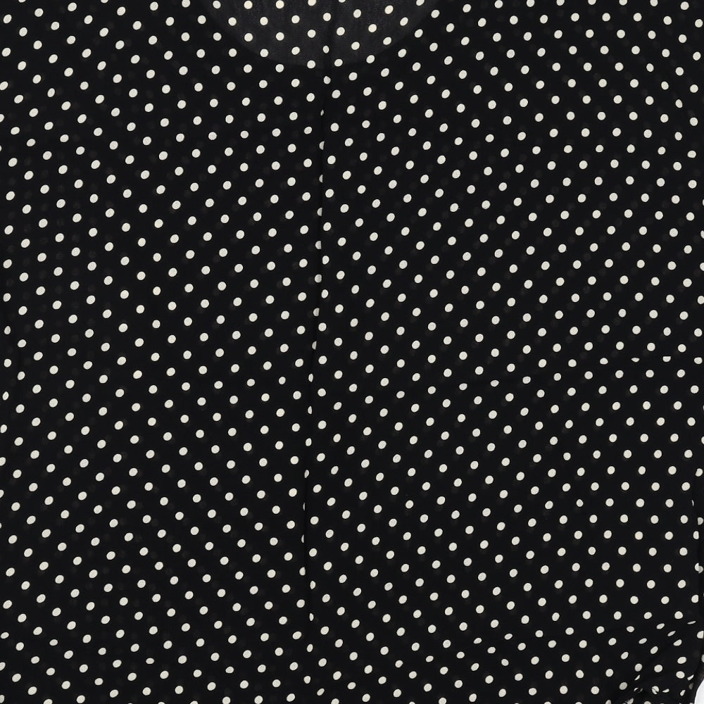 Peacocks Womens Black Polka Dot Polyester Basic Blouse Size 16 Round Neck