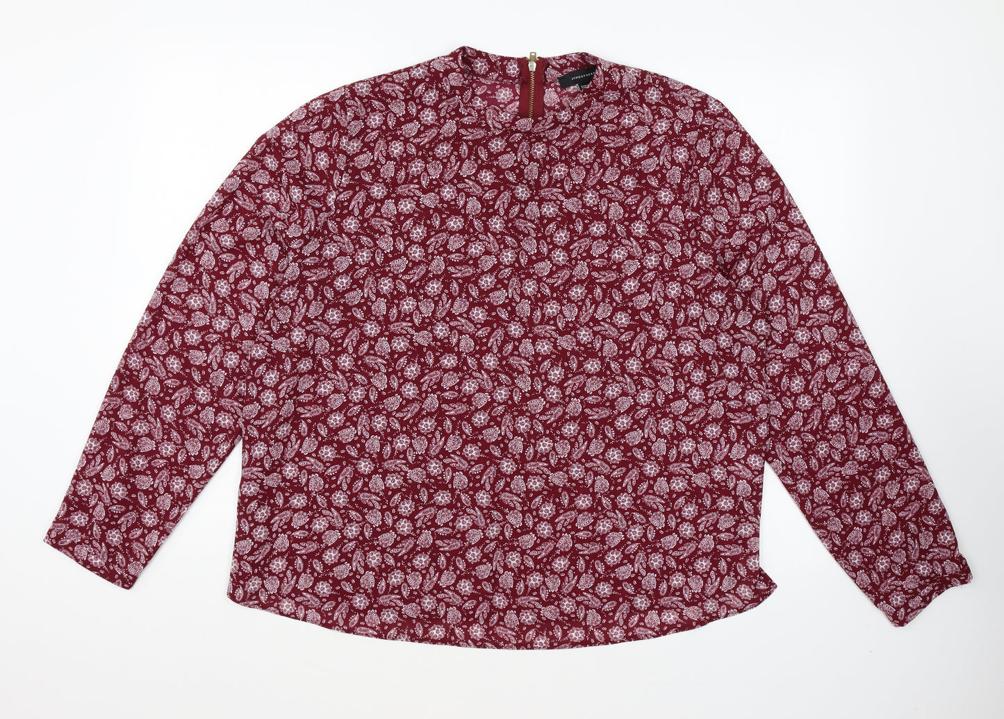 Atmosphere Womens Red Geometric Polyester Basic Blouse Size 18 Round Neck