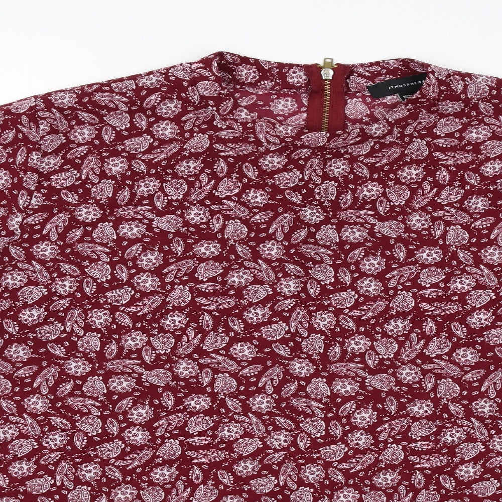 Atmosphere Womens Red Geometric Polyester Basic Blouse Size 18 Round Neck