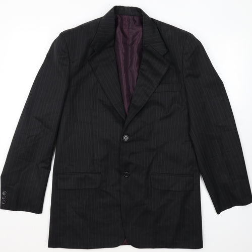 Magnus Mens Black Striped Polyester Jacket Blazer Size 40