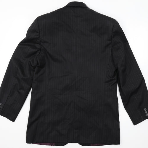 Magnus Mens Black Striped Polyester Jacket Blazer Size 40