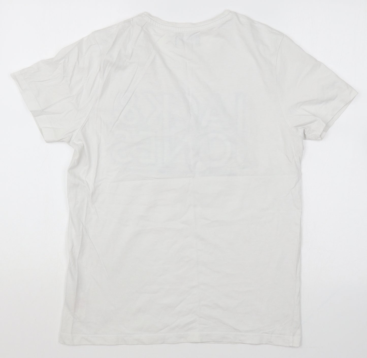 JACK & JONES Mens White Cotton T-Shirt Size M Round Neck