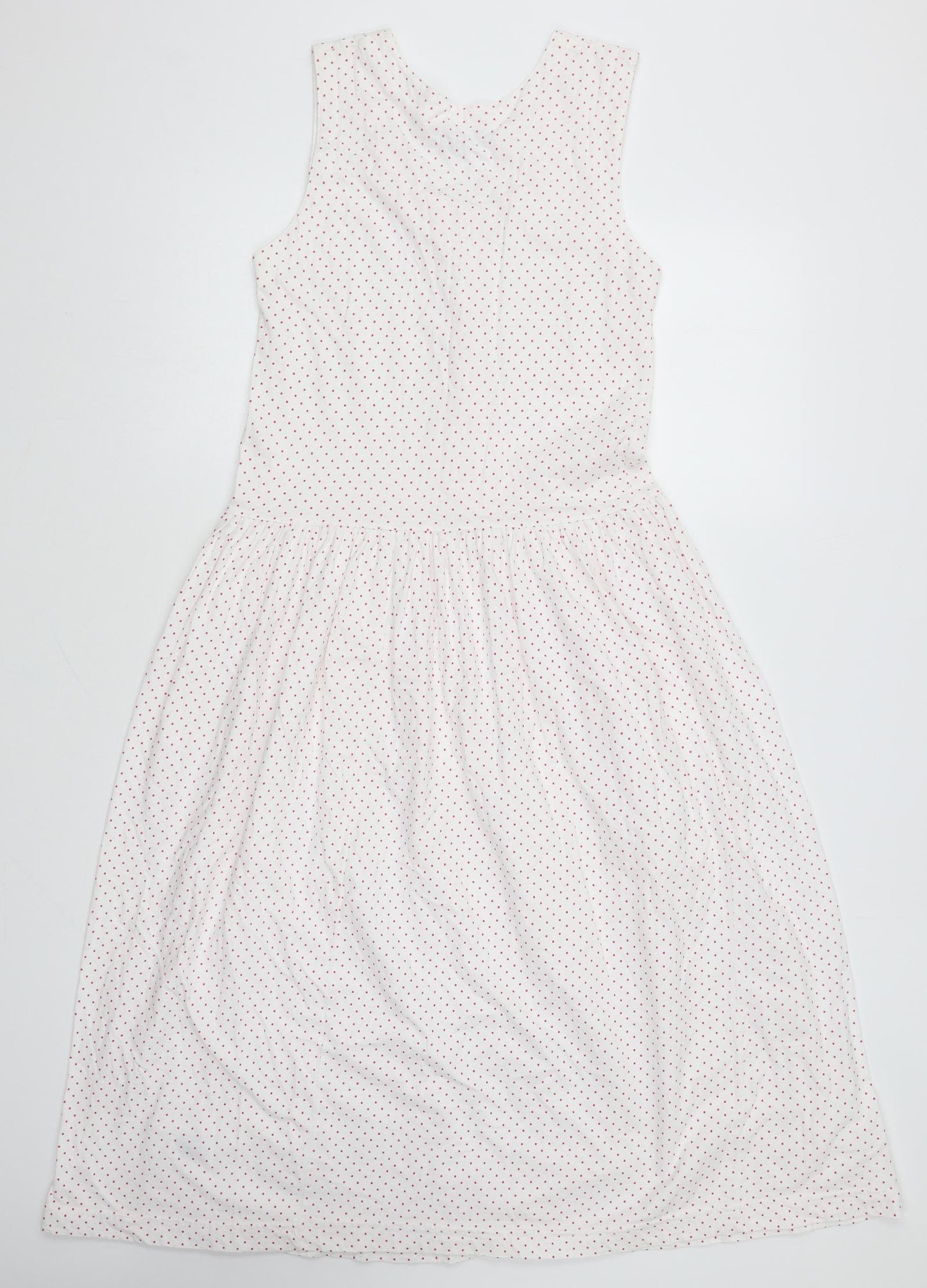 MCO Womens White Polka Dot Cotton Fit & Flare Size S V-Neck Button