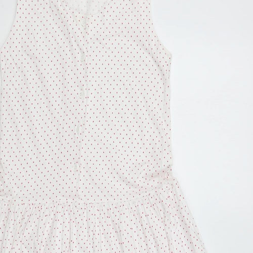 MCO Womens White Polka Dot Cotton Fit & Flare Size S V-Neck Button
