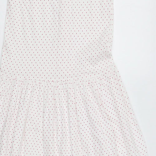 MCO Womens White Polka Dot Cotton Fit & Flare Size S V-Neck Button