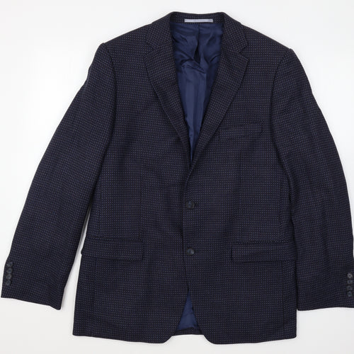 atelier torino Mens Blue Polka Dot Wool Jacket Blazer Size 40