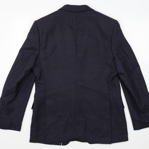 atelier torino Mens Blue Polka Dot Wool Jacket Blazer Size 40
