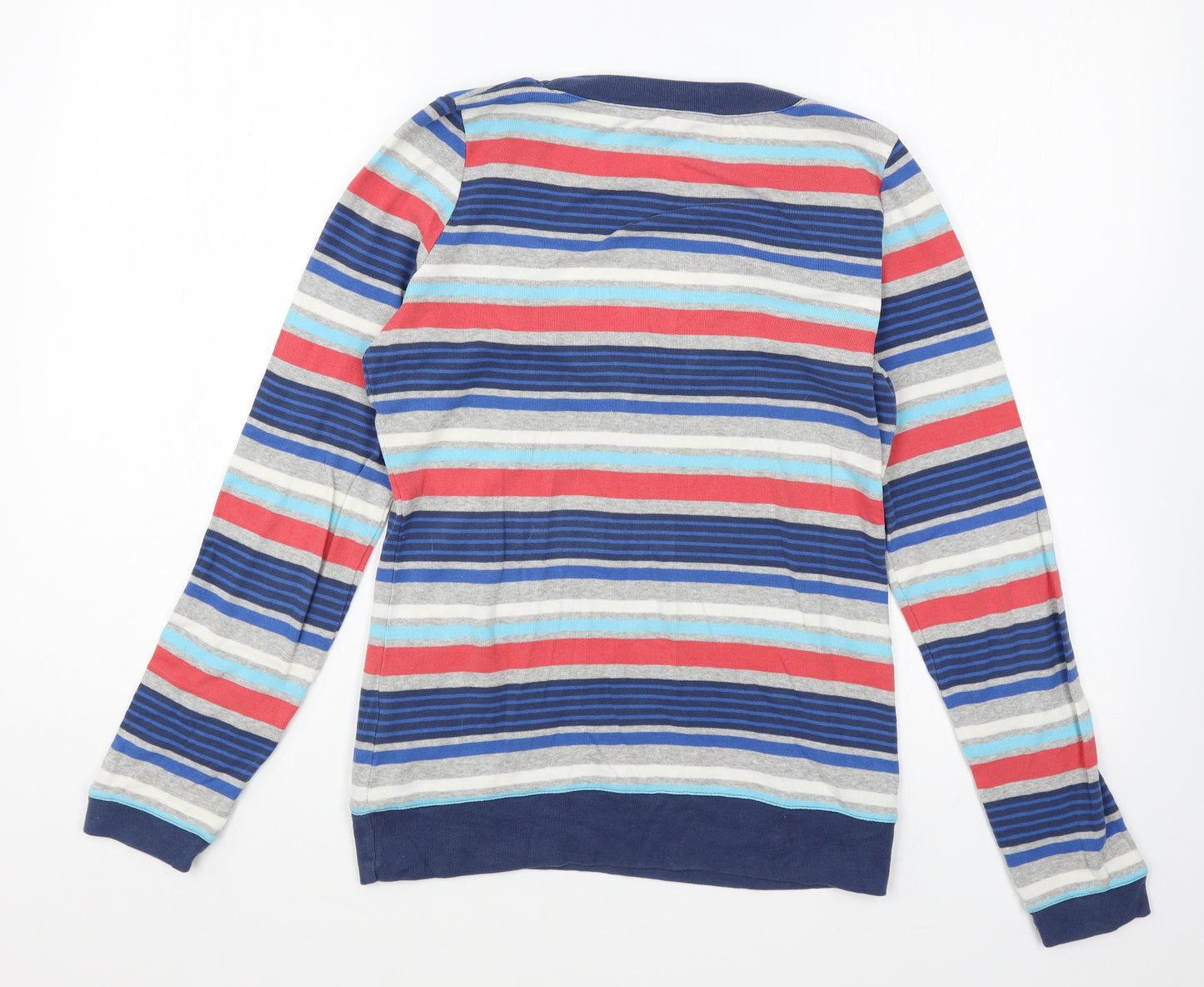 NEXT Womens Blue Striped Cotton Basic T-Shirt Size 12 Scoop Neck