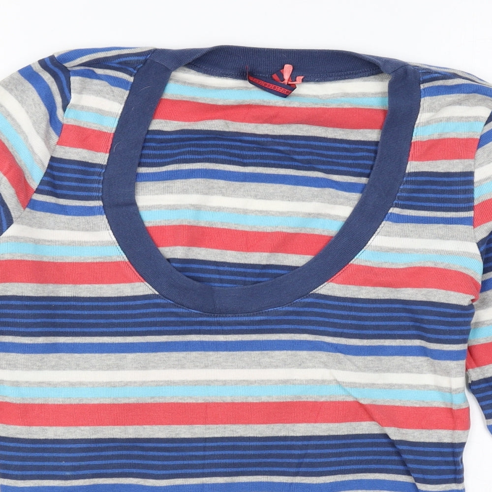 NEXT Womens Blue Striped Cotton Basic T-Shirt Size 12 Scoop Neck