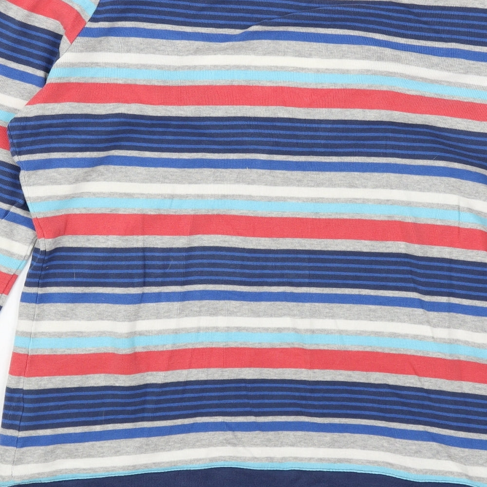 NEXT Womens Blue Striped Cotton Basic T-Shirt Size 12 Scoop Neck