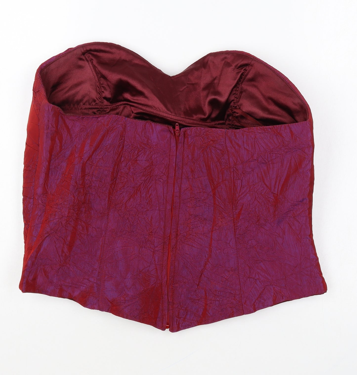 Cara Goussi Womens Red Polyester Cropped Tank Size 14 Off the Shoulder