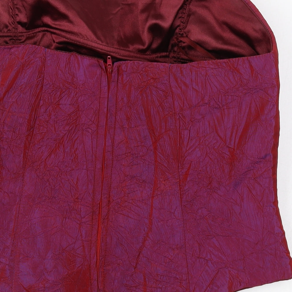 Cara Goussi Womens Red Polyester Cropped Tank Size 14 Off the Shoulder