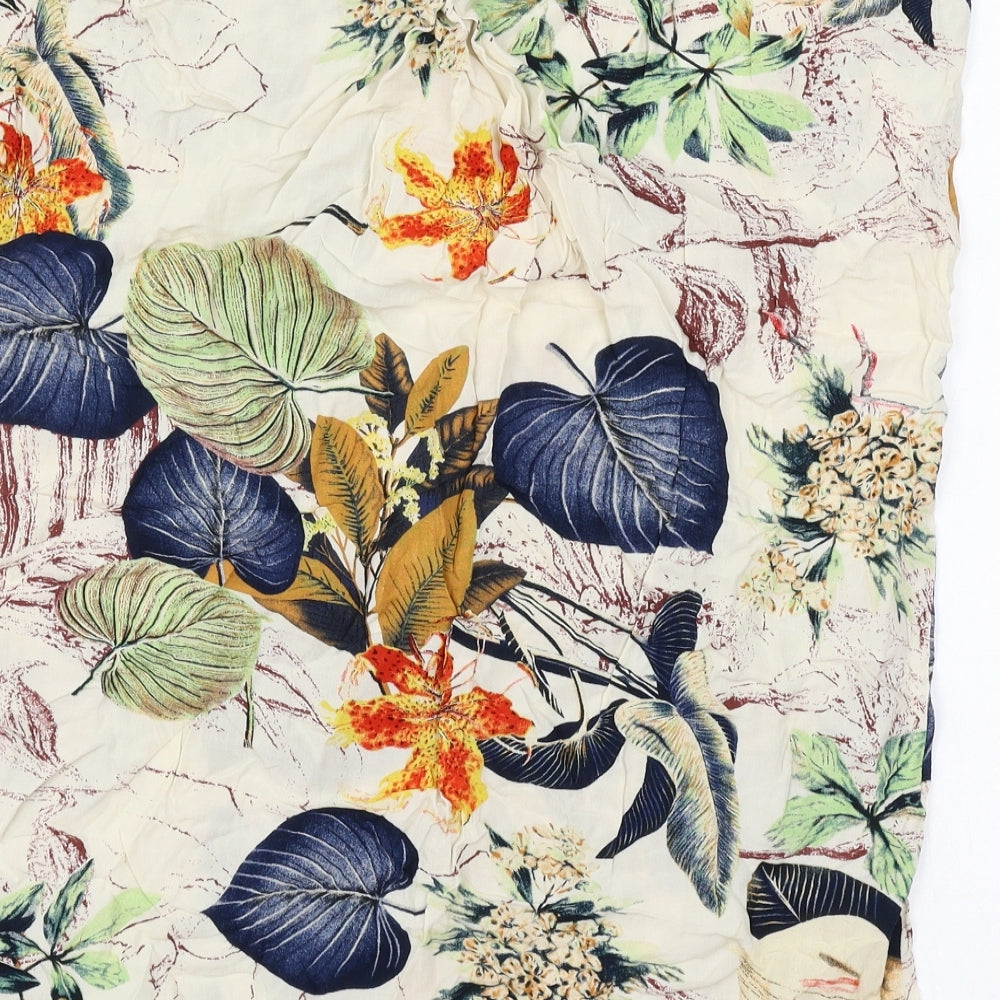 Cha Cha Womens Beige Geometric Viscose Basic T-Shirt Size S Round Neck