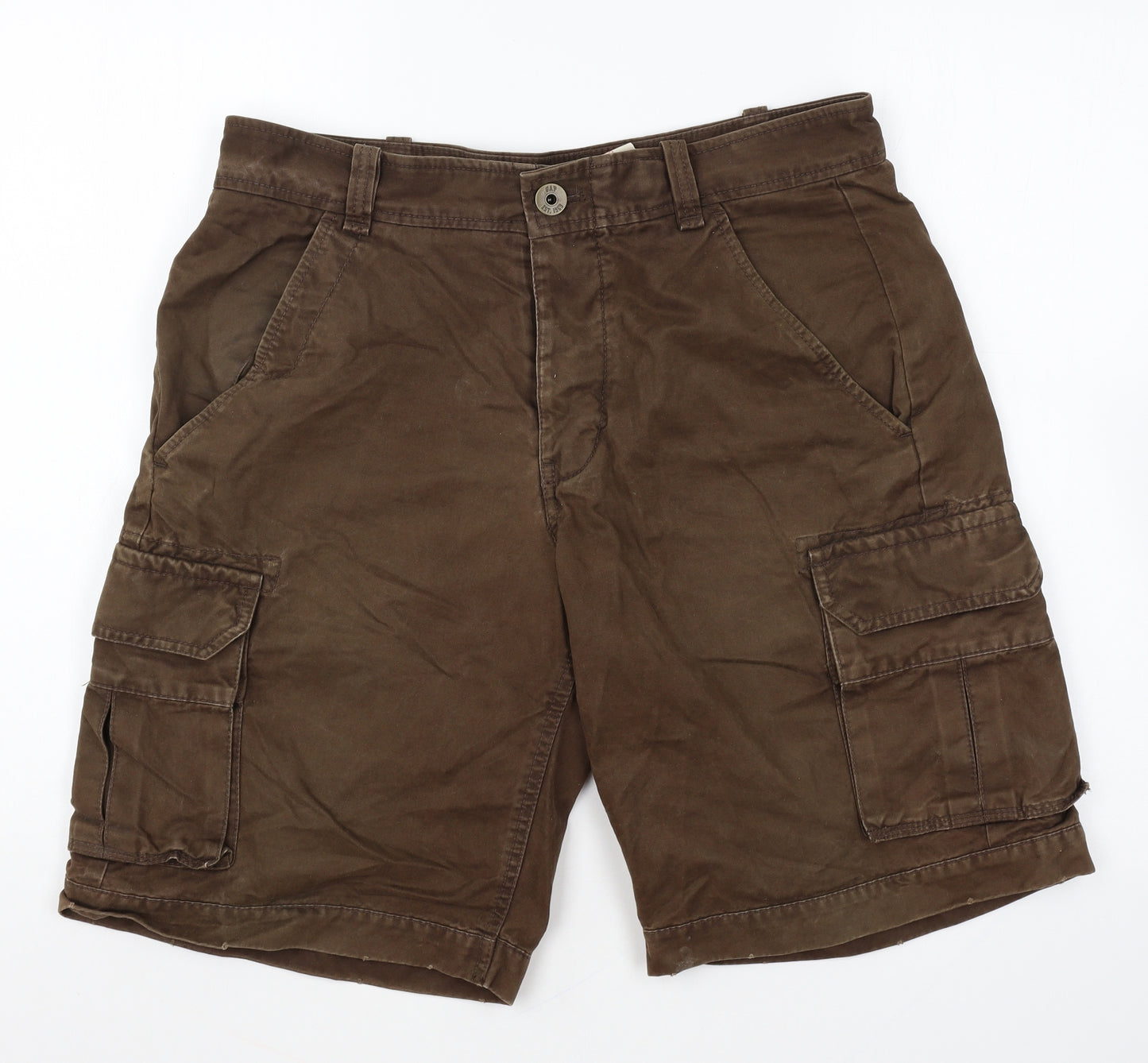 Gap Mens Brown Cotton Cargo Shorts Size 33 in Regular Button