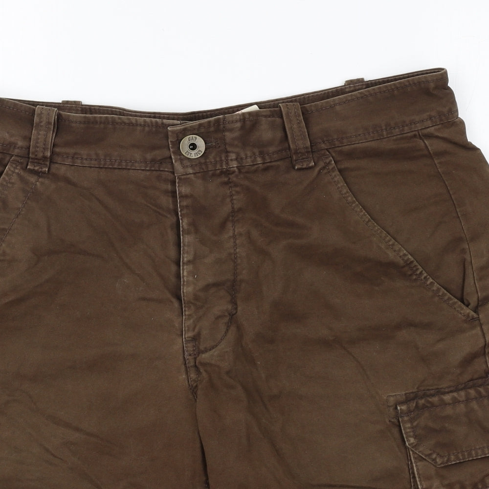 Gap Mens Brown Cotton Cargo Shorts Size 33 in Regular Button