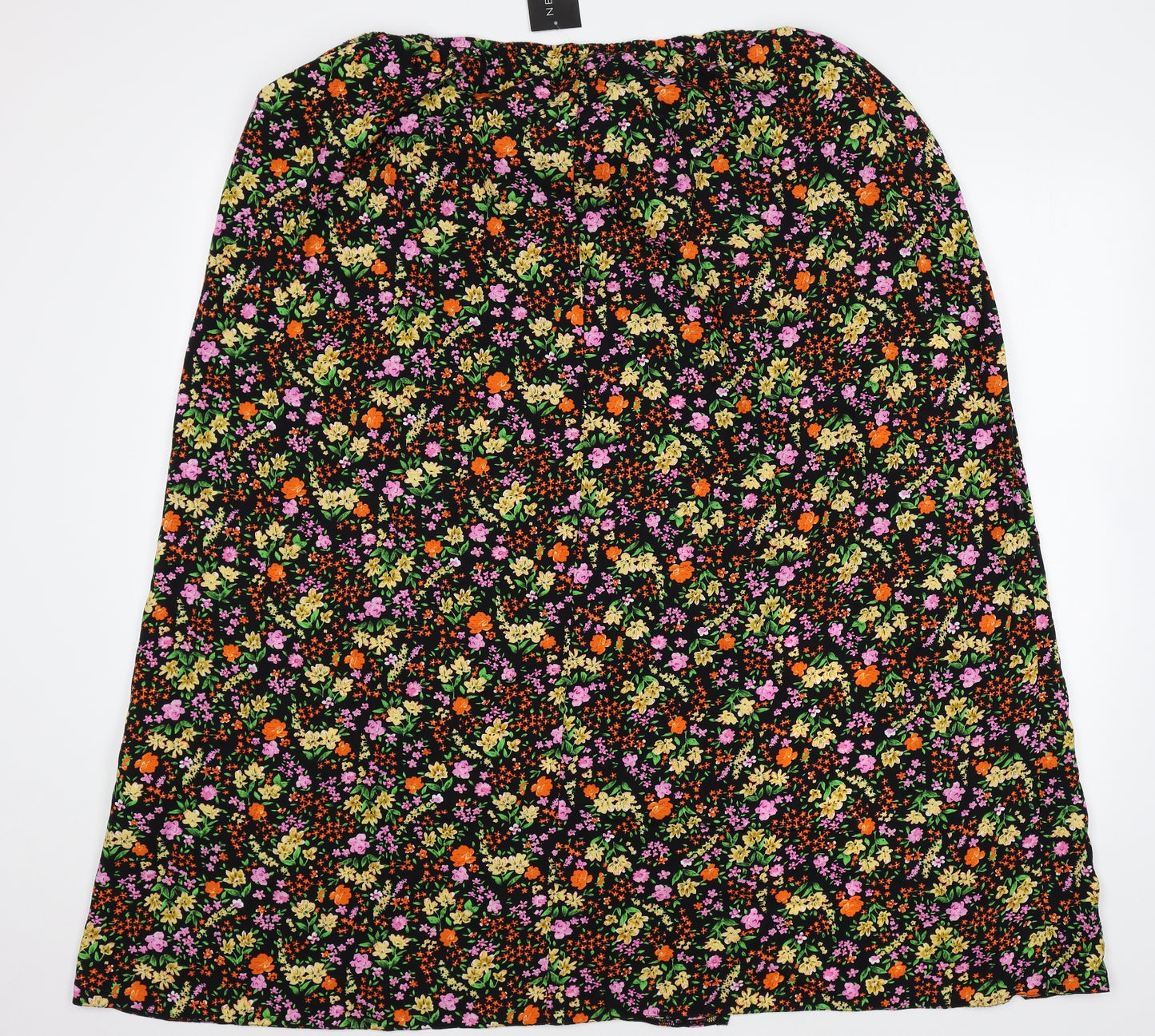 New Look Womens Black Floral Polyester Swing Skirt Size 22
