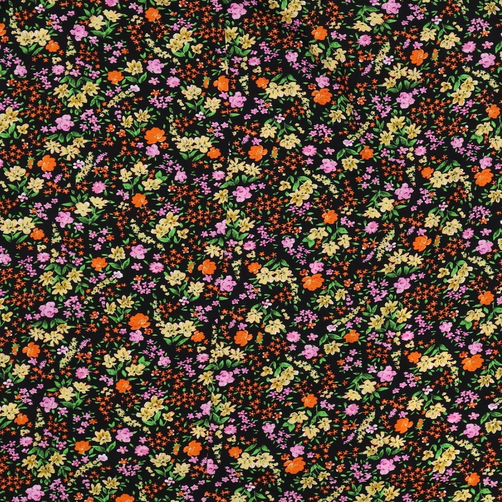 New Look Womens Black Floral Polyester Swing Skirt Size 22