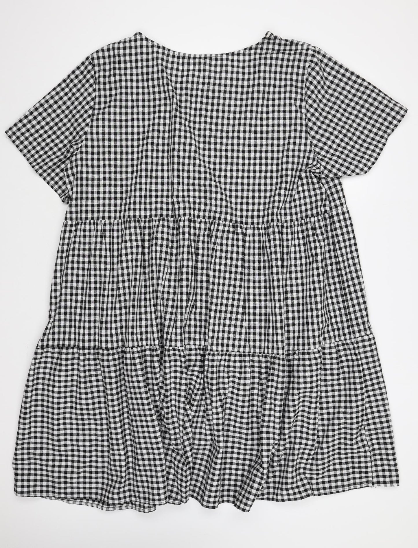 SheIn Womens Black Gingham Polyester Fit & Flare Size 22 Round Neck Pullover