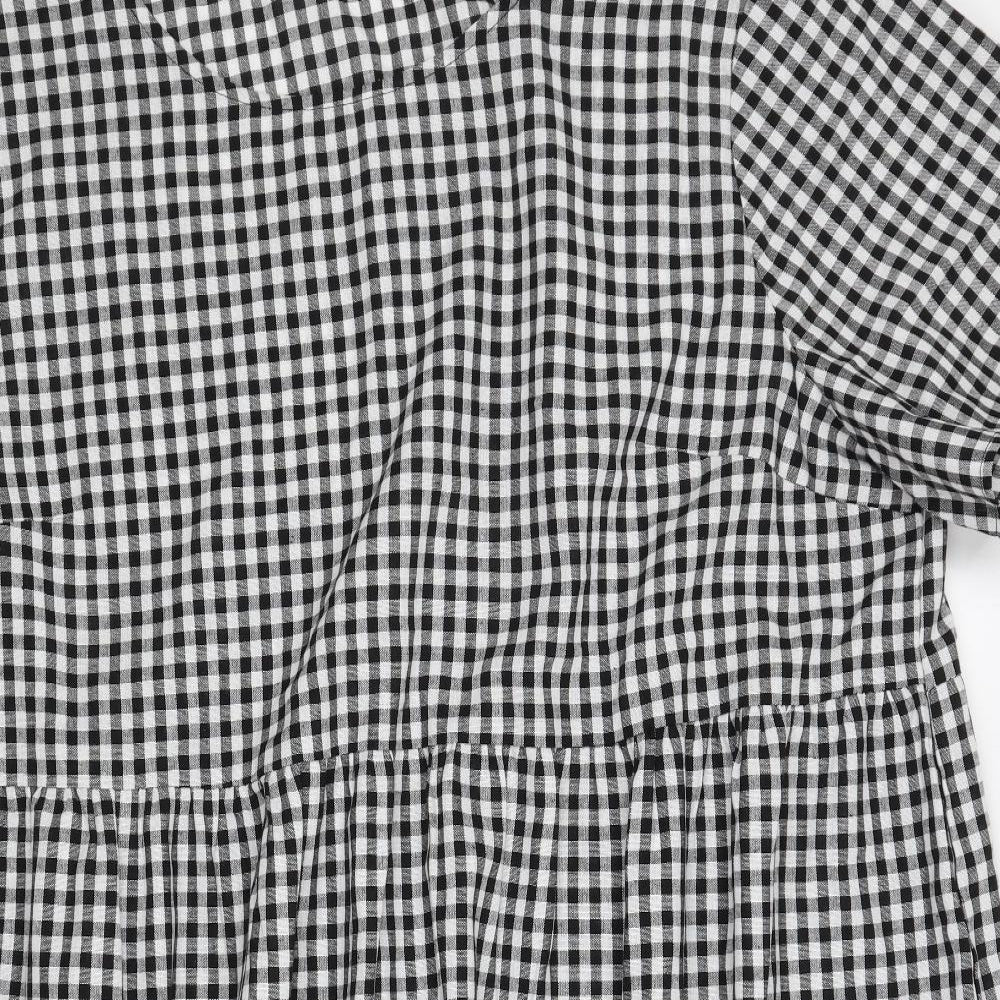 SheIn Womens Black Gingham Polyester Fit & Flare Size 22 Round Neck Pullover