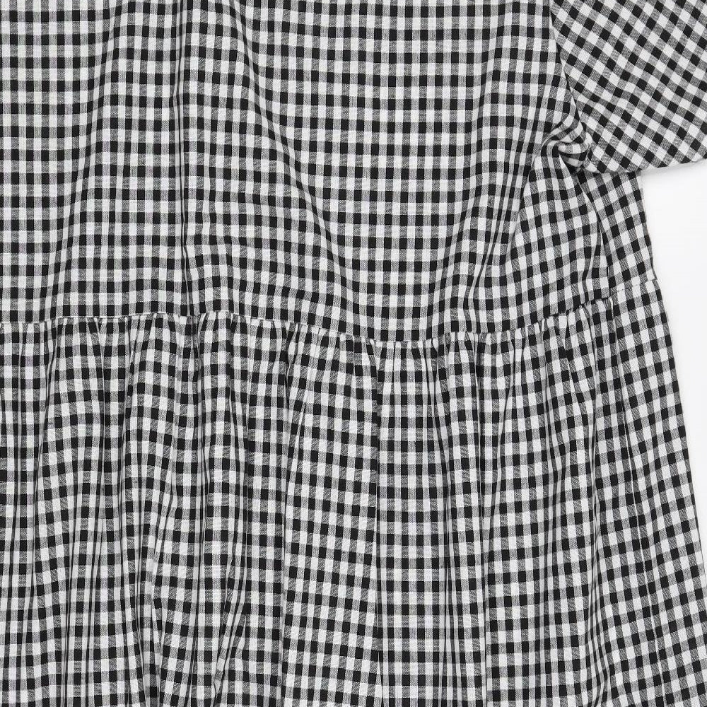 SheIn Womens Black Gingham Polyester Fit & Flare Size 22 Round Neck Pullover