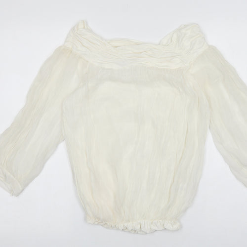 Phase Eight Womens White Viscose Basic Blouse Size S Off the Shoulder