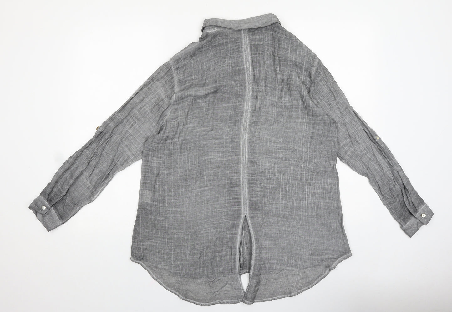 Saloos Womens Grey Polyester Basic Button-Up Size 12 V-Neck