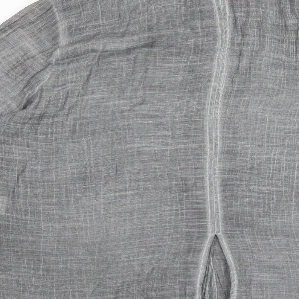 Saloos Womens Grey Polyester Basic Button-Up Size 12 V-Neck