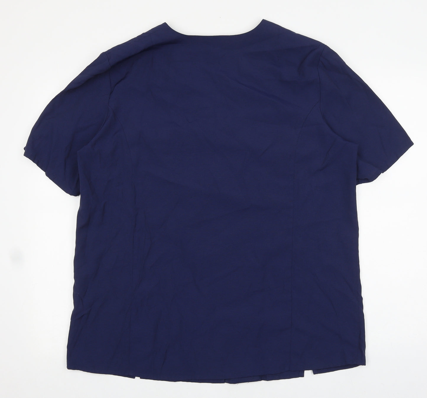 Preworn Womens Blue Viscose Basic Button-Up Size 12 V-Neck
