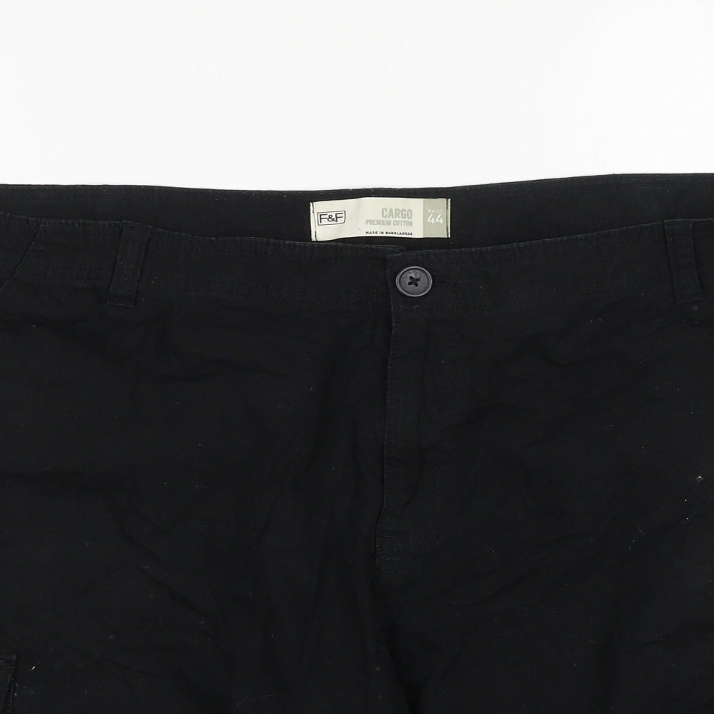 F&F Mens Black Cotton Cargo Shorts Size 44 in L10 in Regular Zip