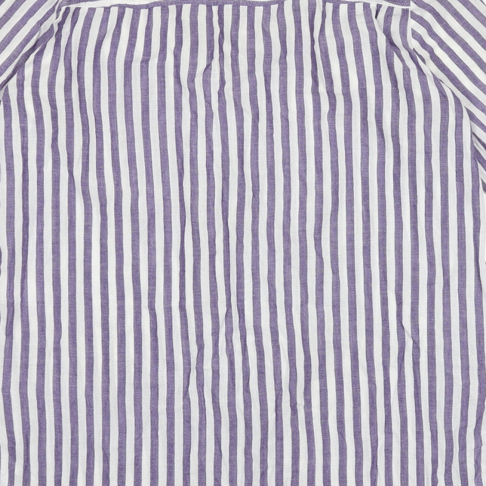 H&M Womens Purple Striped Polyester Tunic Button-Up Size 6 V-Neck