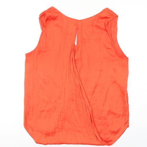 Zara Womens Orange Polyester Basic Tank Size S V-Neck