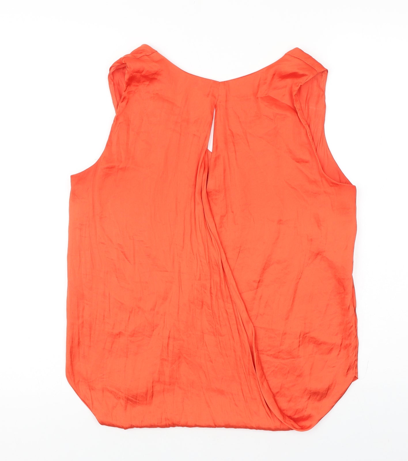 Zara Womens Orange Polyester Basic Tank Size S V-Neck