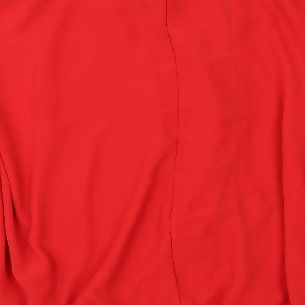 Mela London Womens Red Polyester Basic Blouse Size M V-Neck