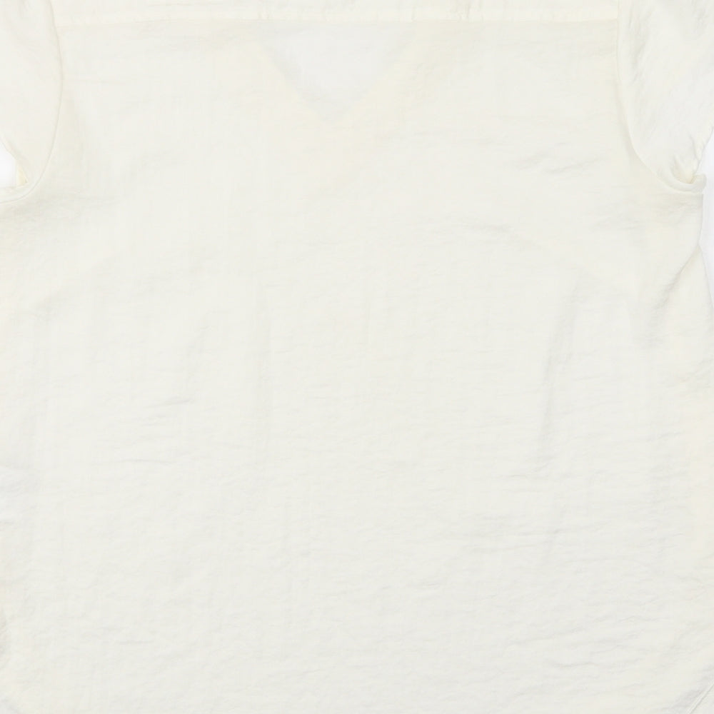 H&M Womens Ivory Viscose Basic Blouse Size 10 V-Neck