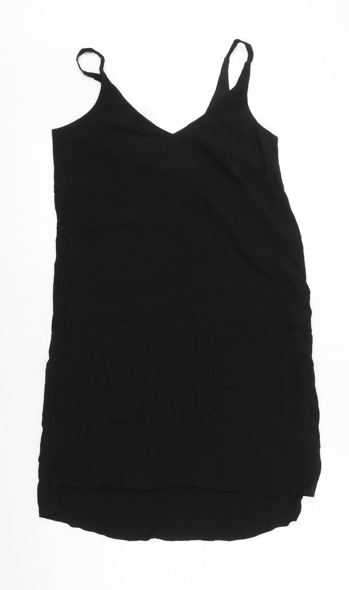 Topshop Womens Black Polyester Shift Size 6 V-Neck Pullover