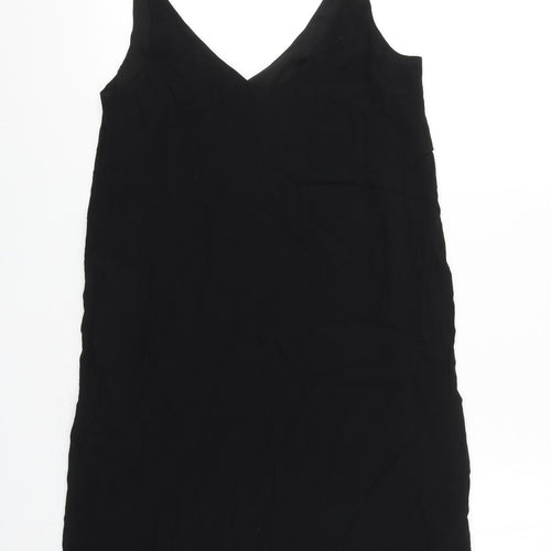 Topshop Womens Black Polyester Shift Size 6 V-Neck Pullover