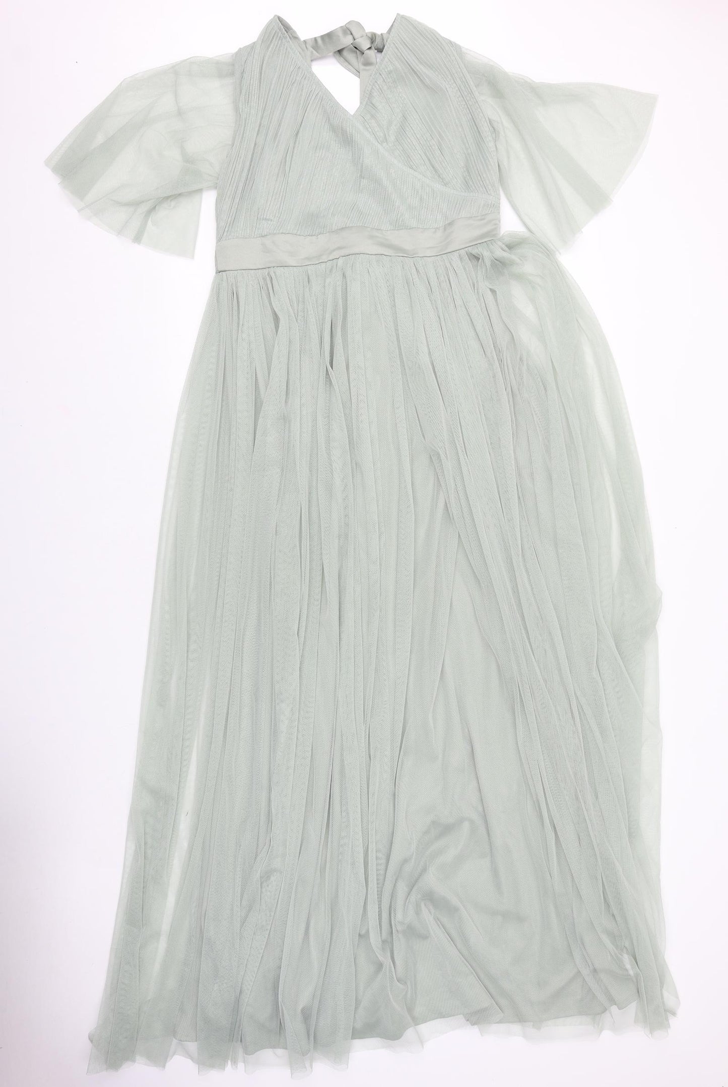 Anaya Womens Green Polyester Fit & Flare Size 12 V-Neck Tie