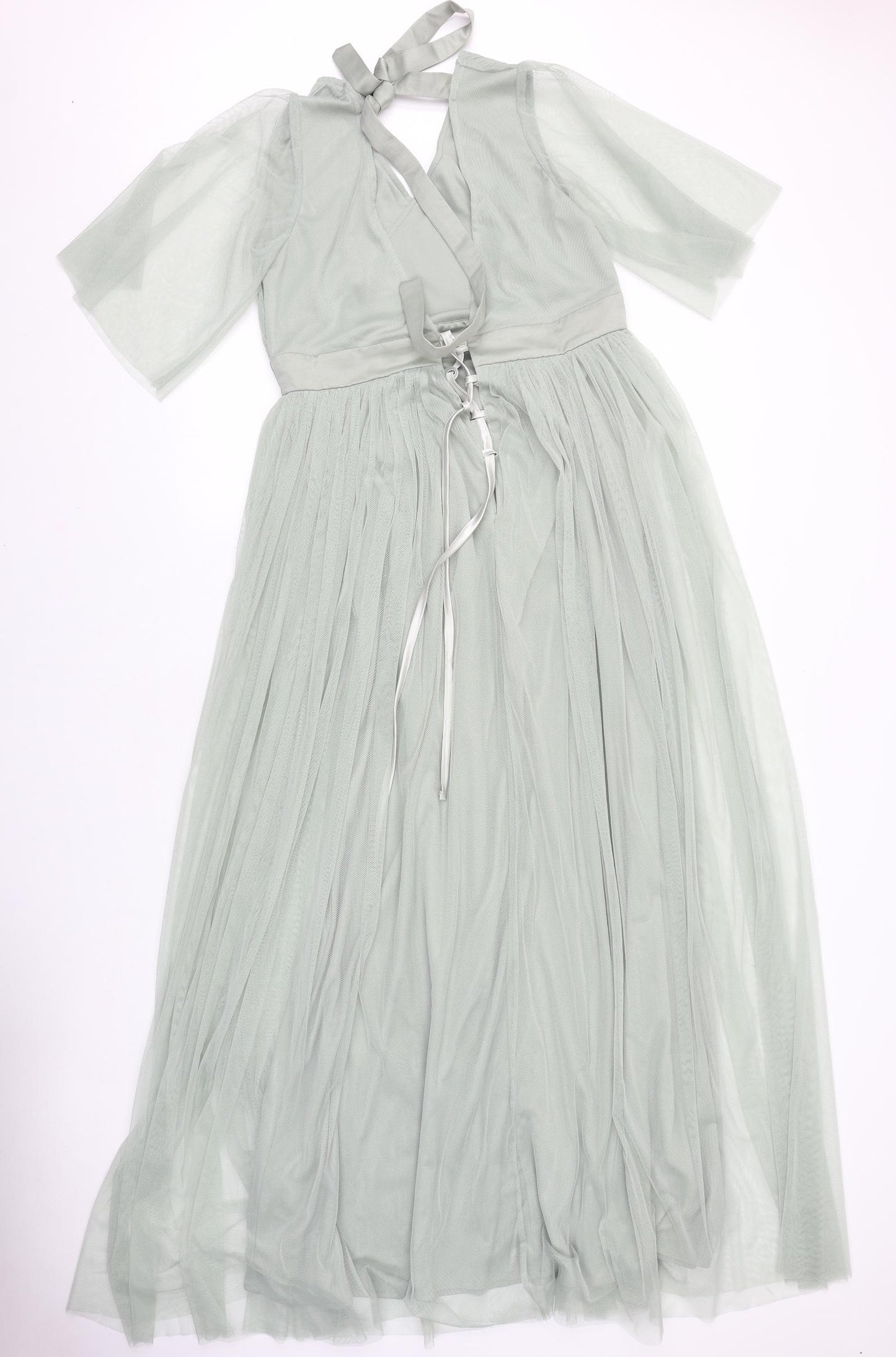 Anaya Womens Green Polyester Fit & Flare Size 12 V-Neck Tie
